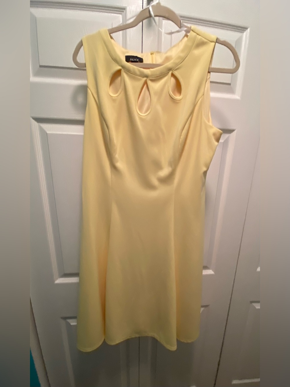 ALYX Fit & Flare Yellow Dress with Teardrop Cutout Neckline  size 16